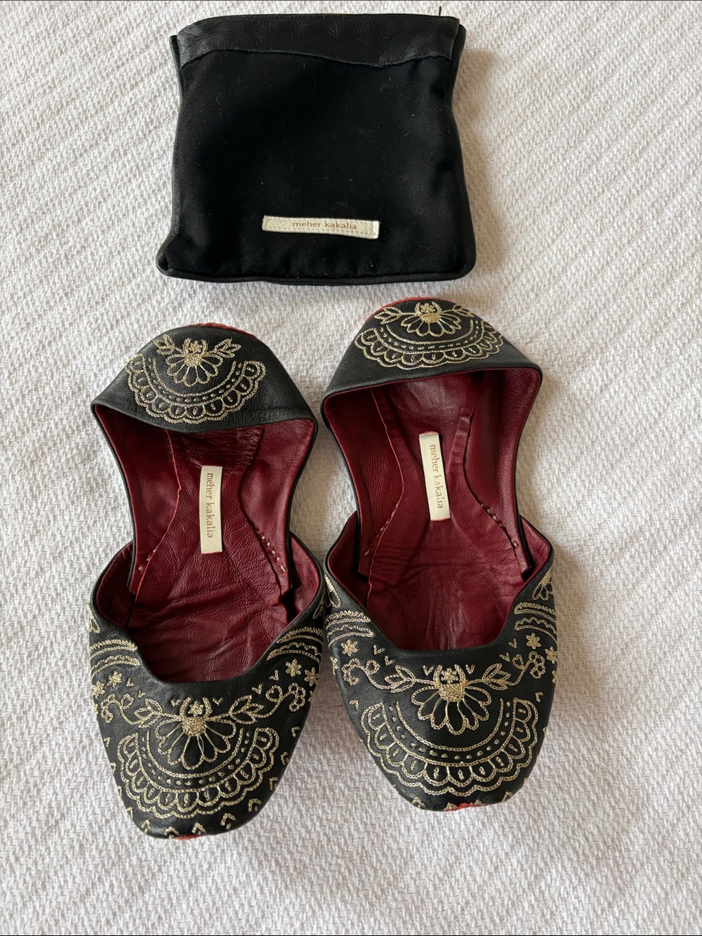 Meher Kakalia Black & Red Embroidered Women’s Flats